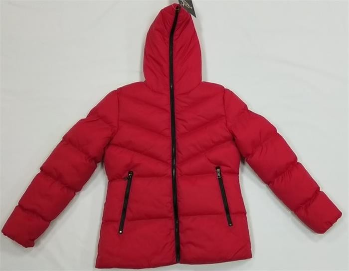 Red Quilted Jacket Womens Puffer Longline Coat Ladies Short Padded Jacket With Hood