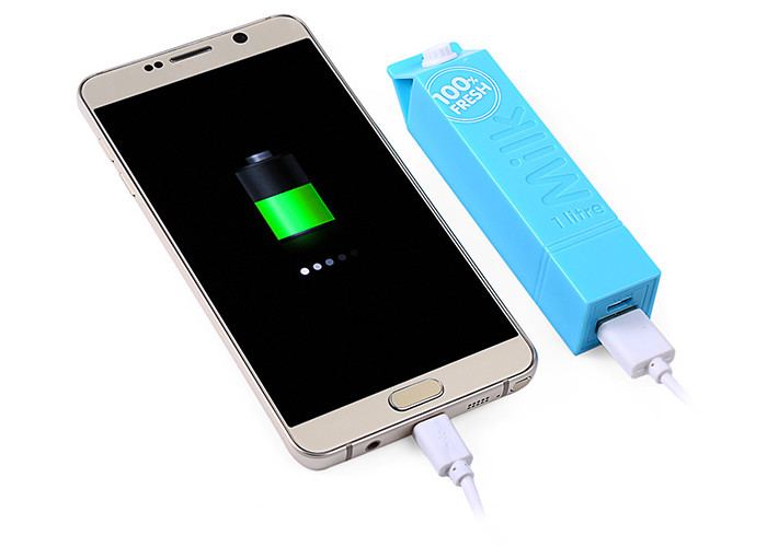 Milk Box Shape Plastic Power Bank 106*24*24mm With Color Printing Logo