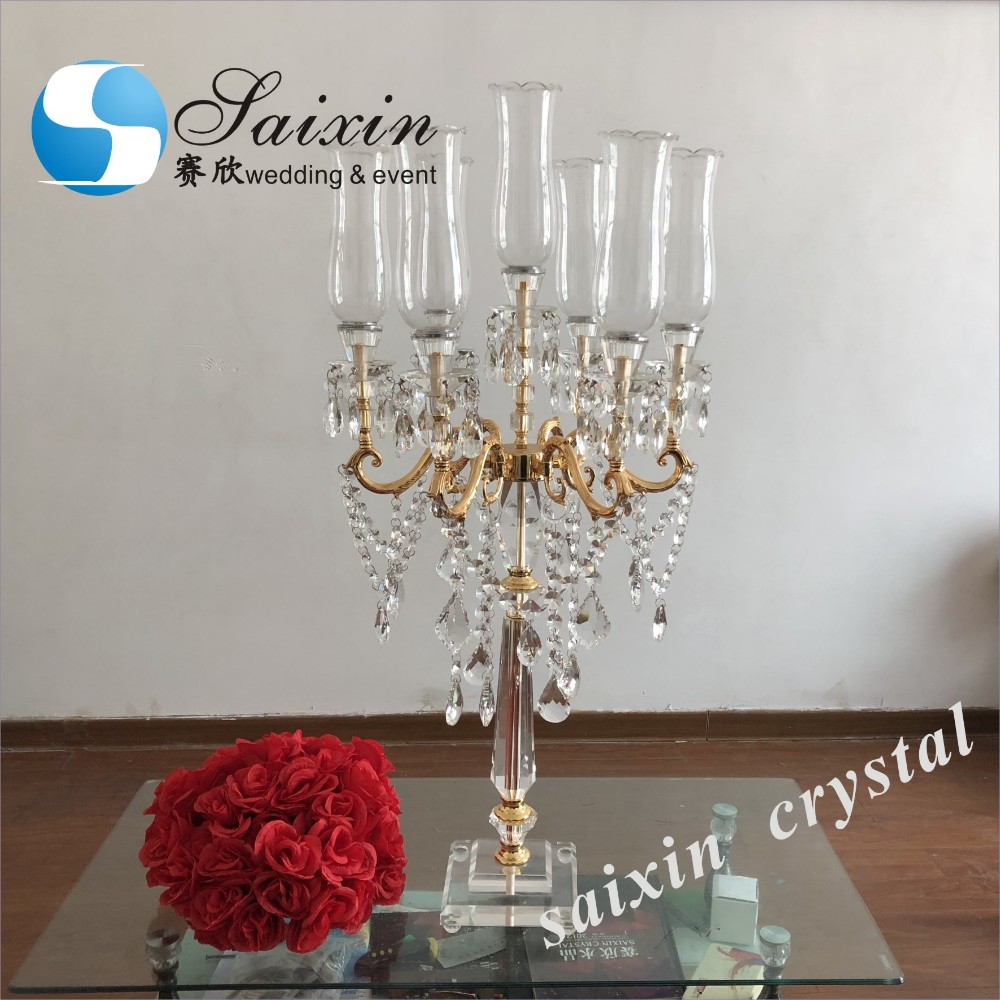 ZT-471 Saixin new wedding centerpieces Grey color crystal candlestick