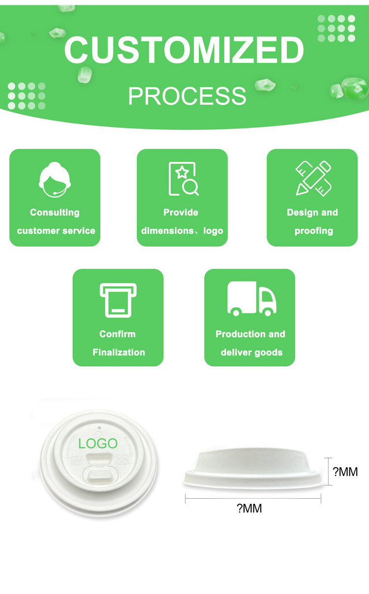 Eco Friendly 100% Compostable Biodegradable 80mm 90mm Bagasse Cup Non Leak Cover For Dessert And Cola