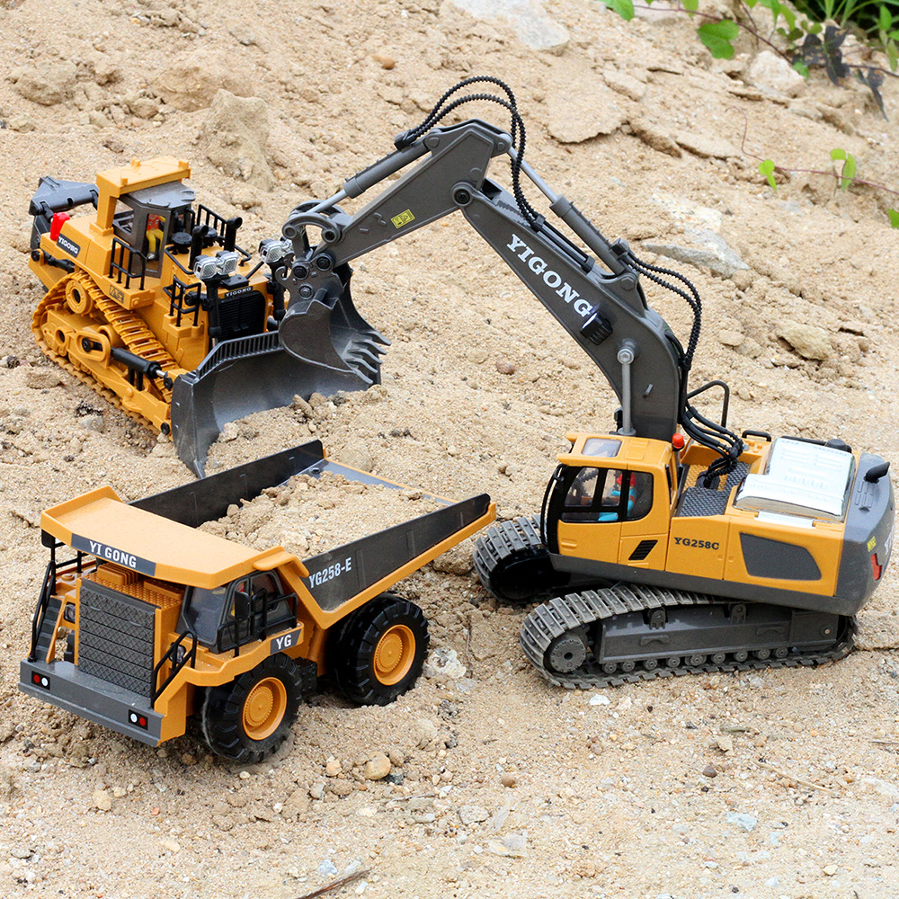 Exciting Children's Car Gifts Alloy Engineering Vehicle Series Remote Control Excavator