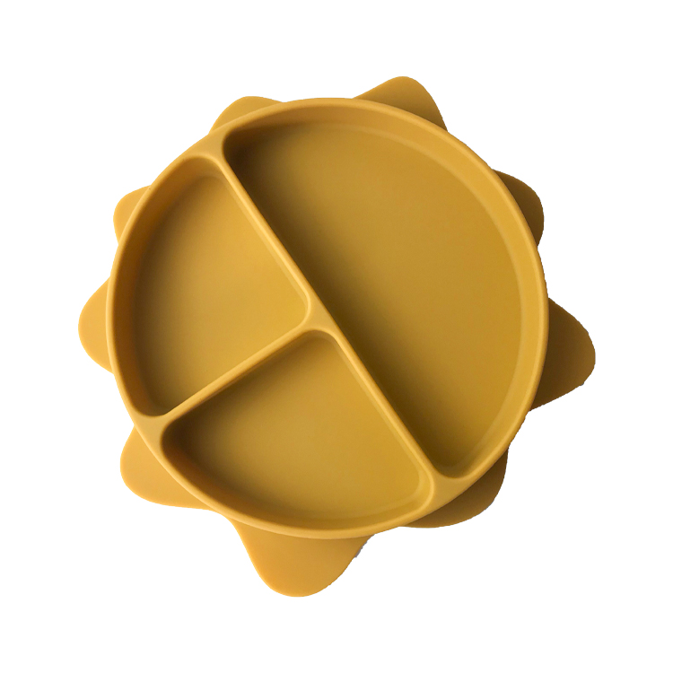 BPA Free Baby Suction Silicone Plate Eco Friendly Feeding Bowls Sun Shaped