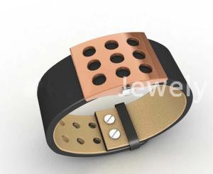 China Top Quality Europe Fashion Stainless Steel Genuine Leather Silicone Bangle Bracelet ADB251 wholesale