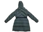 Green Black Hooded Longline Puffer Jacket