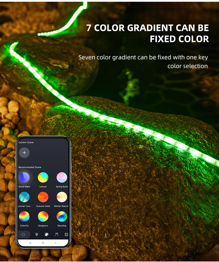 SMD 5050 Led Solar Powered Strip Lights Outdoor RGB Dimmable Light Match Music