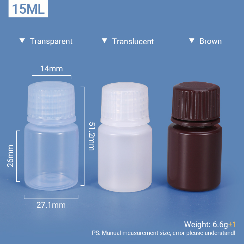 15ml UMETASS PP Leakproof Transparent Brown Plastic Reagent Bottle Customized