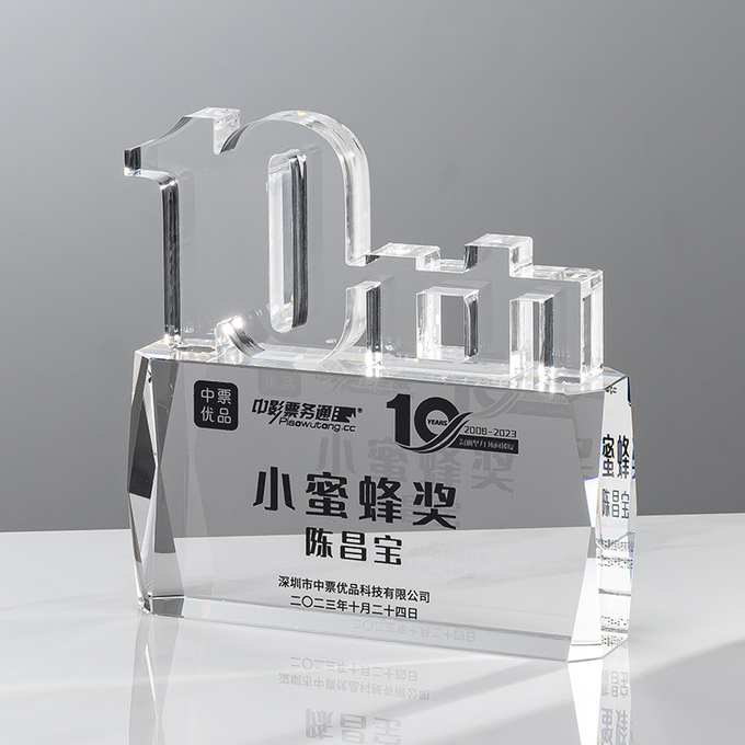 The 5th Year Anniversary Acrylic Award Plaques With Base Custom Engraving