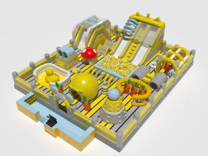 China Large Playground Inflatable Bouncy Castles Yellow Grey wholesale