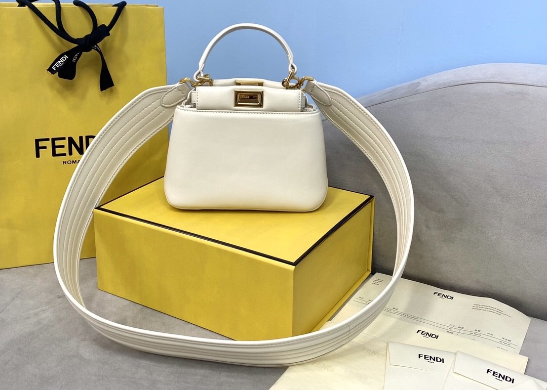 Peekaboo Iconic Xs Handbag Soft Sheepskin Womens Luxury Handbag Wide Shoulder Straps Cross-Body Bag