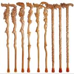 T Handle Rubber Foot Wood Walking Cane , Peach Wooden Walking Stick For Elders