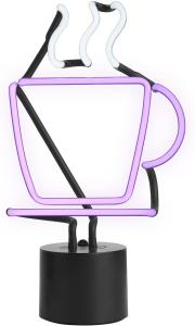 China Coffee Cup 14x8 Neon Light Desk Lamp 130V Ac Handblown Glass Dercoration wholesale