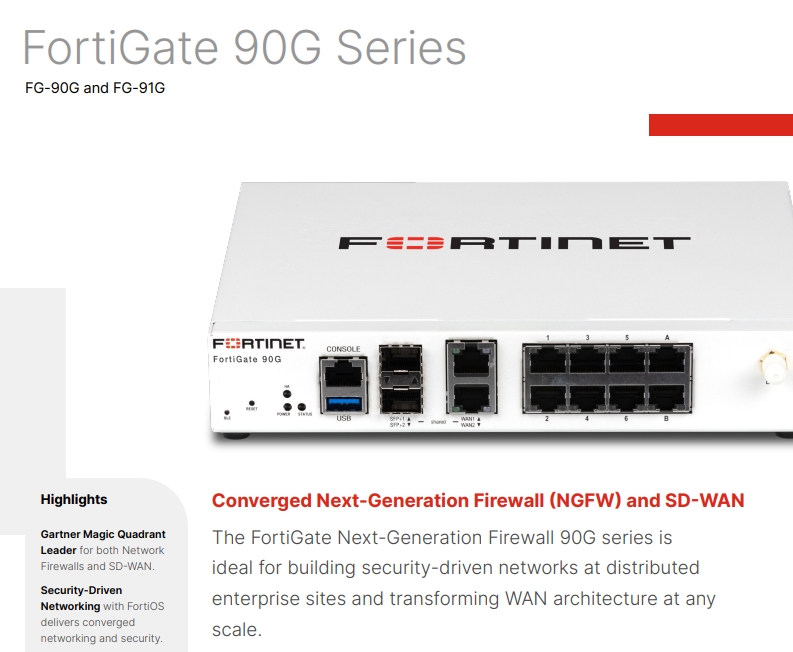 FG-90F FortiGate Firewall Enterprise SD WAN Firewall Fortinet FortiGate-90F Fg90F