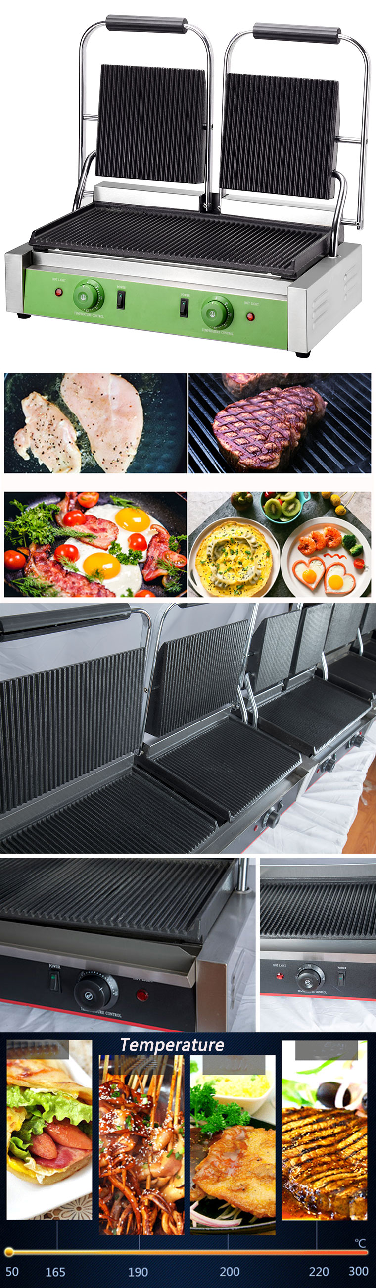 Non-Stick Cooking Surface Electric Plate Panini Grill Machine for Sandwich Press