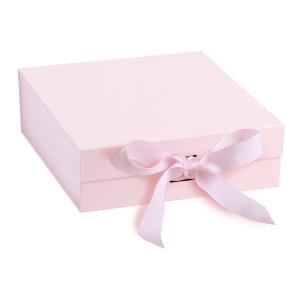 China 160x120cm Ribbon CMYK Pink Magnetic Gift Card Boxes For Friends wholesale