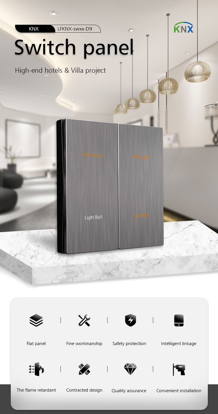 Home / Hotel Push Button Smart Switch Electrical KNX Wall Switch