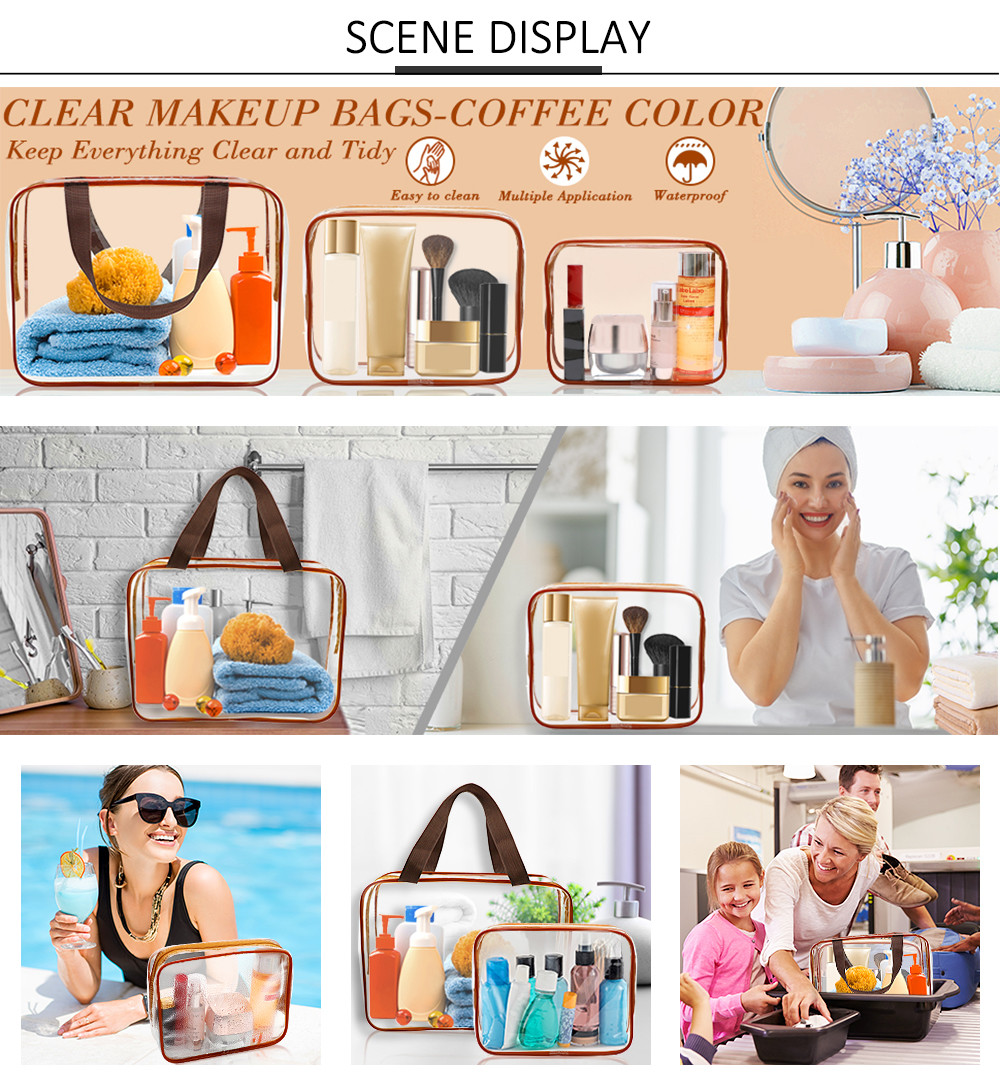 6pcs Zipper Closure Portable Waterproof Cosmetic Bags For Travel