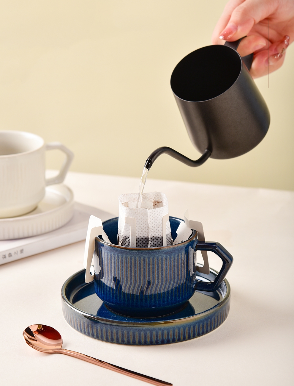 210ml Volume Custom Tea Cup And Saucer Set Rustic Ceramic Porcelain With Packaging Box