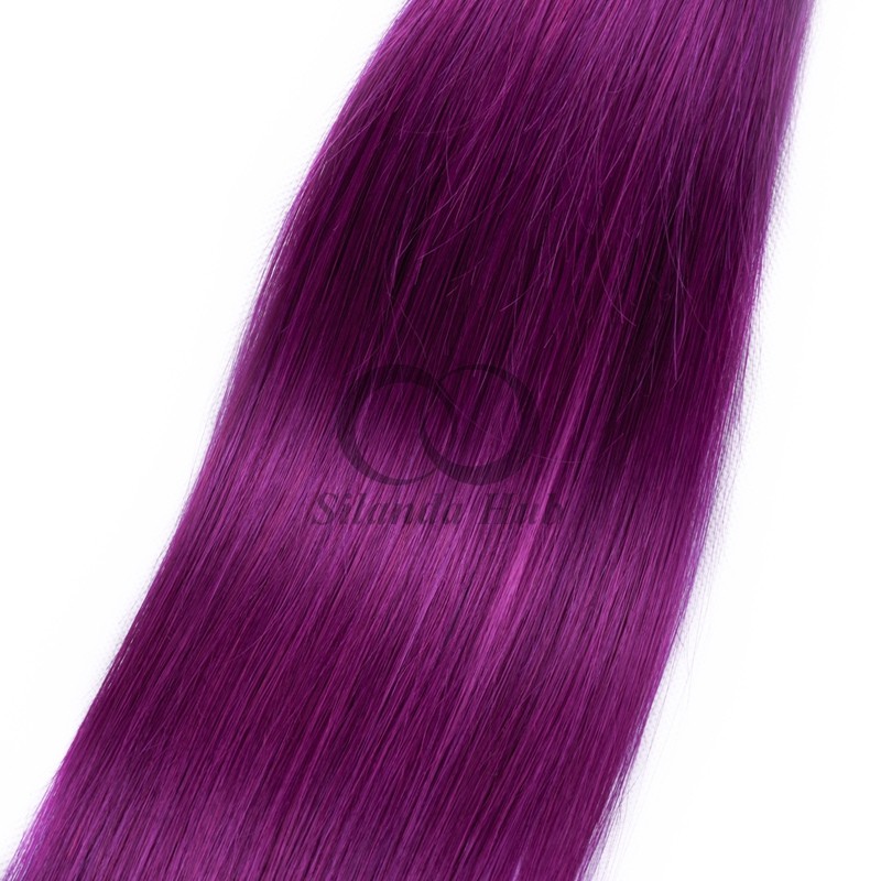 Purple Straight Remy Human Hair Bundles Sew In Weave Bundles Brazilian Bundle Deals