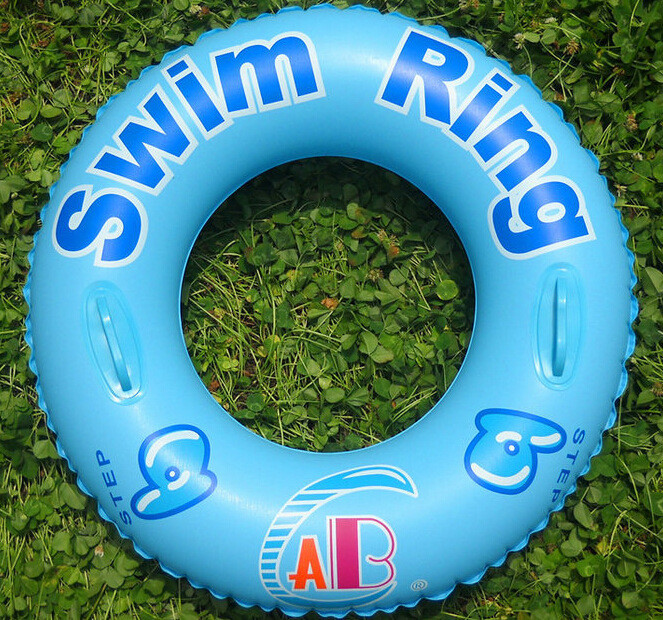 Newly inflatable swimming ring with funny learning letter for kids, with safe handle in each side