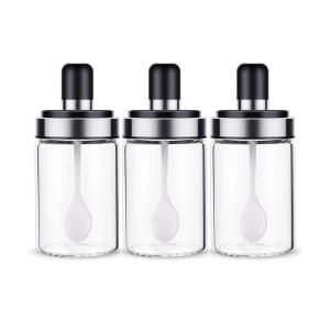 China FDA LFGB Seasoning Empty Glass Jars With Wooden Lid wholesale
