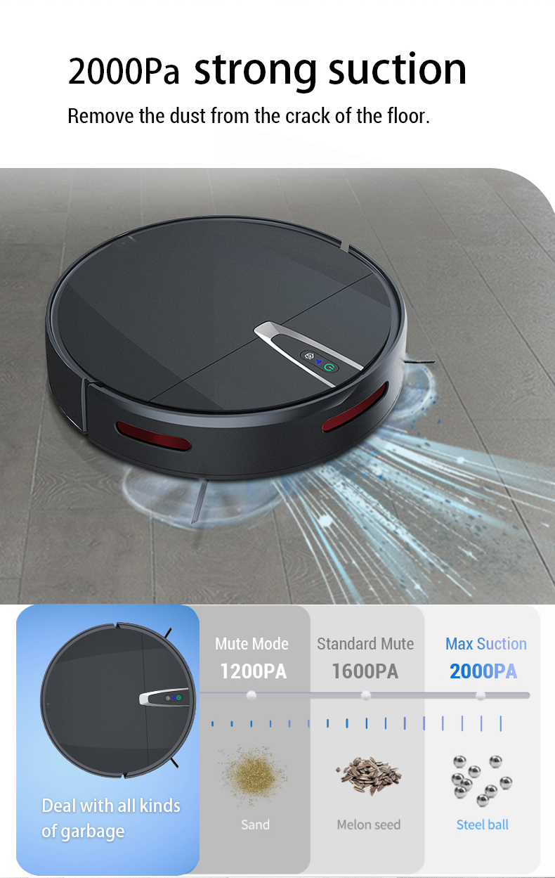 Glomarket Smart Robot Vacuum Cleaner Tuya Wifi House Cleaner With Wifi Laser Navigation 2000PA Suction Vacuum Robot