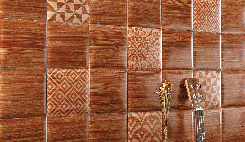 Brown 152x152mm Indoor Ceramic Wall Bread Tiles For Office And Decoration