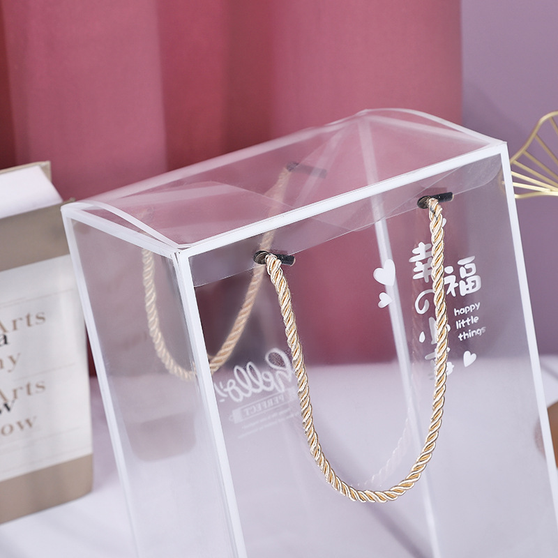 Gift Box Packaging With Handle Customizable Capacity Pvc Transparent For Industrial
