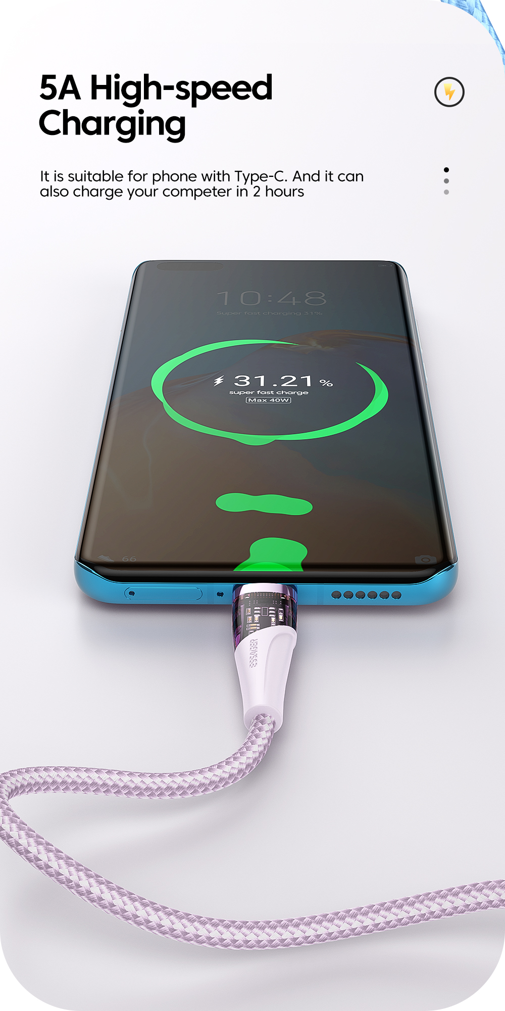 USB2.0 Type C To Type C USB Data Cable Quick Charging 100W 5A 480Mbps Transfer