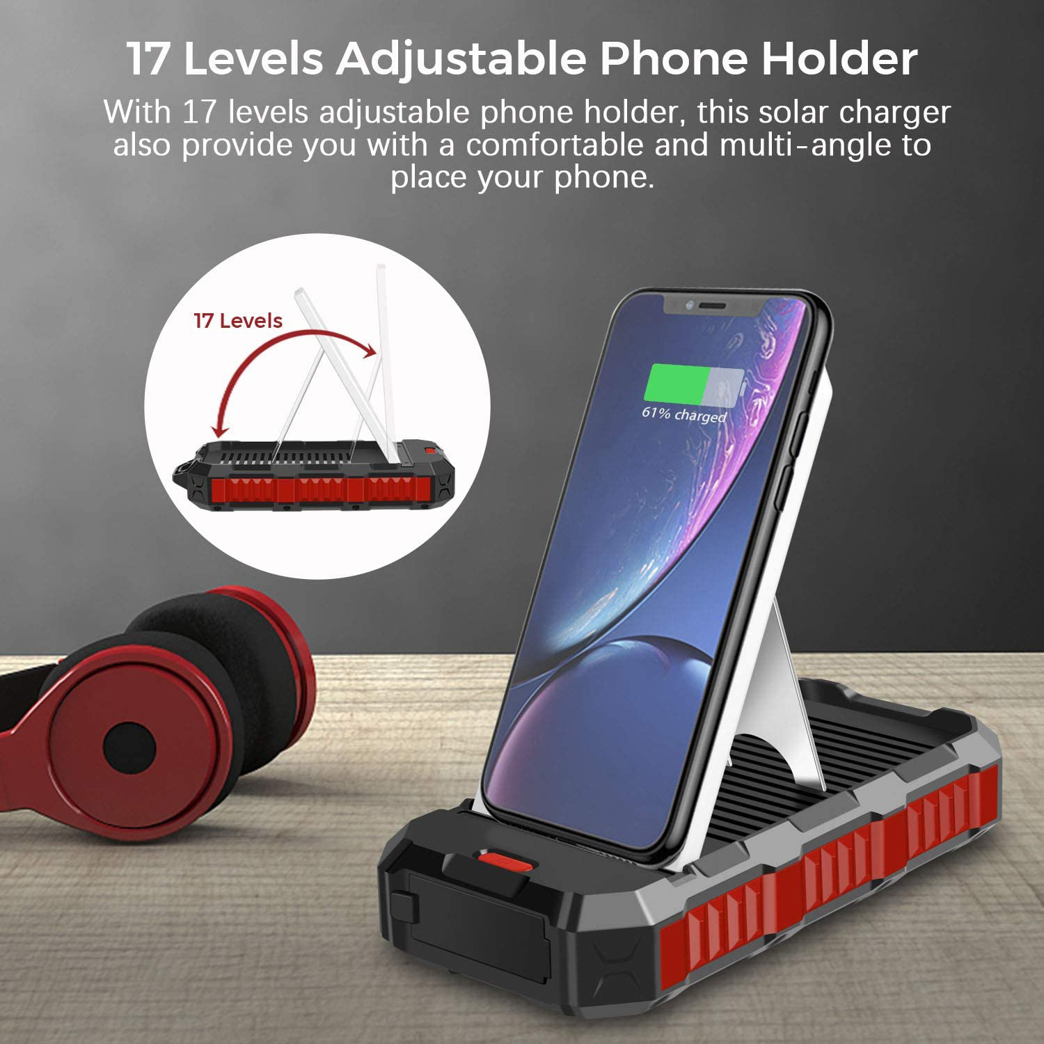 ABS PC Outdoor Wireless 30000mAh Solar Power Bank With Solar Panel