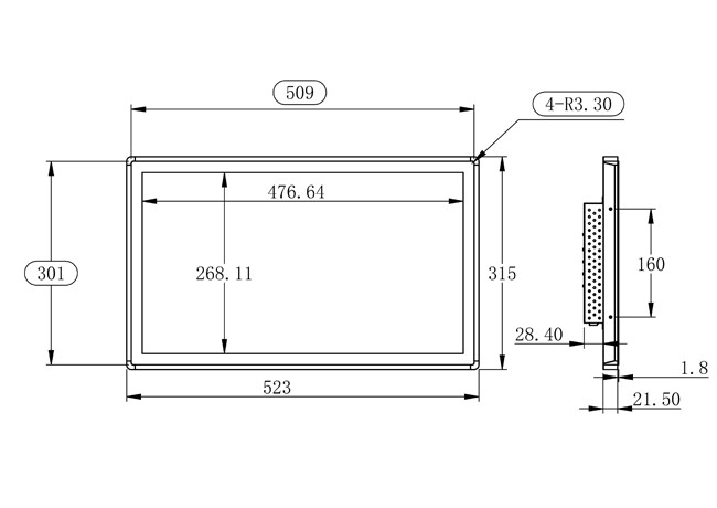 21.5-Inch Embedded Monitor for Corporate Displays, Industrial Dashboards, Hospitality Applications, and Smart City Interfaces