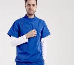 Stand Collar Scrubs Medical Uniforms , Short Sleeve Cotton Green Surgical Gown