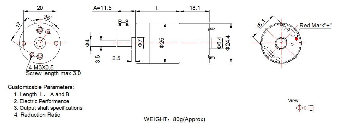 25mm DC Gear Motor 6v 12v DC Electric Motor 25GA310 For Electric Toys RoHS Approved