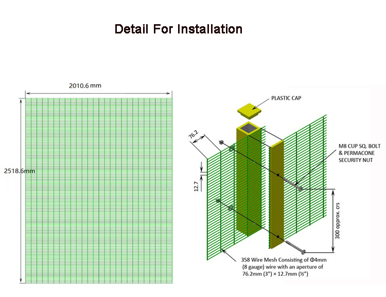 Galvanized South Africa 358 Anti Climb Clearvu Mesh Fence