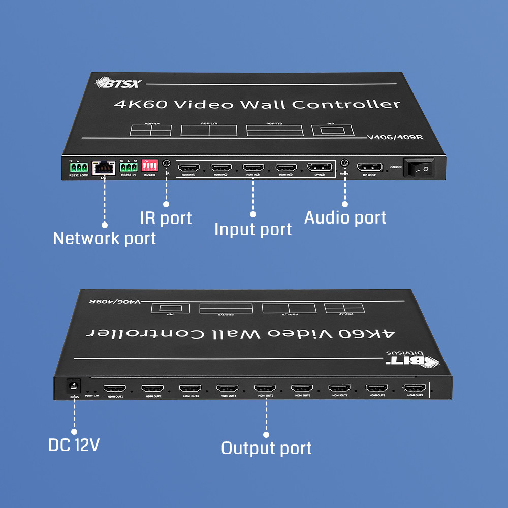 4 In 9 Out Video Wall Controller 12W 4K Video Wall Processor BIT-VWC-409R