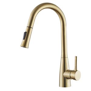 China Steel 304/316 Kitchen Water Low Lead Mixer Tap Flexible Kitchen Gold Color Faucet wholesale