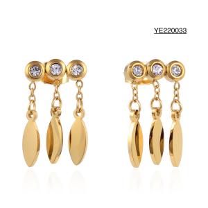 China Rhinestone Tassel Sequin Drop Earrings Fashionable 14k Gold Plated Earrings wholesale