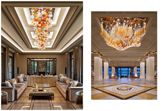Luxury Golden Transparent Rectangular Crystal Extra Large Chandeliers Made To Order