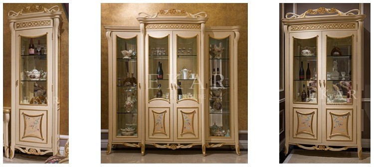 Oval Curio Cabinet 4 Doors Living Room Cabinets With 3 Glass Shelves FJ-138