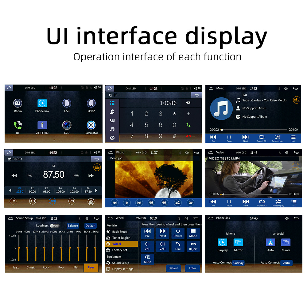 Universal 1 Din Car Mp5 Player 5 Inch BT5.1 Car Audio Stereo Wireless Carplay