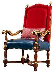 China Luxury Wooden Frame Antique Leather High Back Living Room Leisure Arm Chair wholesale