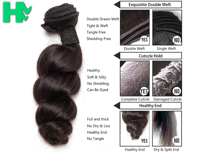 Peruvian Loose Wave Remy Natural Human Hair Extensions Natural Black Soft & Smooth