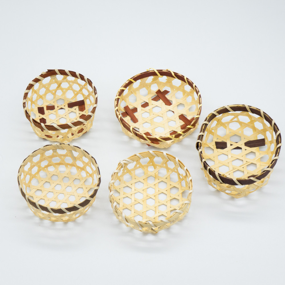 Single Ear Round Bamboo Woven Basket Washable 155*30mm customized