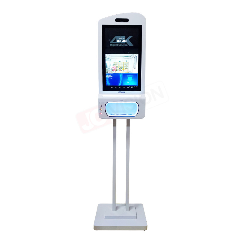 JCVISION Facial Recognition Temperature Scanner Hand Sanitizer Advertising Kiosk