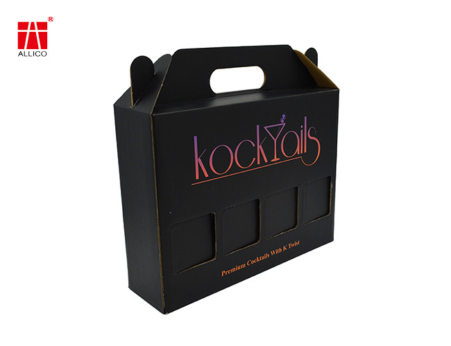 Corrugated Cocktail Set Gift Box , B3 B9 W9 4 Bottle Wine Box