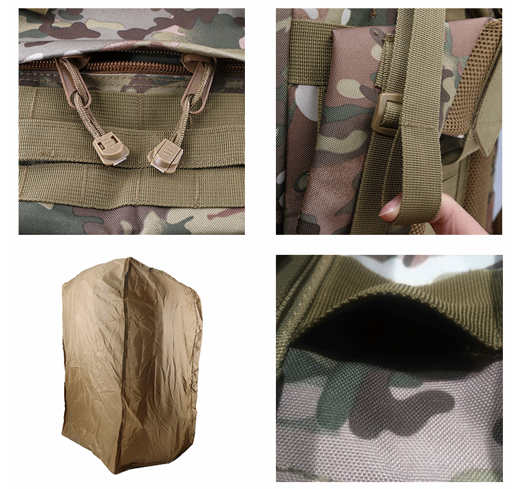 Zipper Closure Outdoor Training Backpack with Molle System and Water Bottle Holder