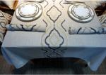 Country Style Geometric Decorative Table Cloths Embroidered Linen Cotton