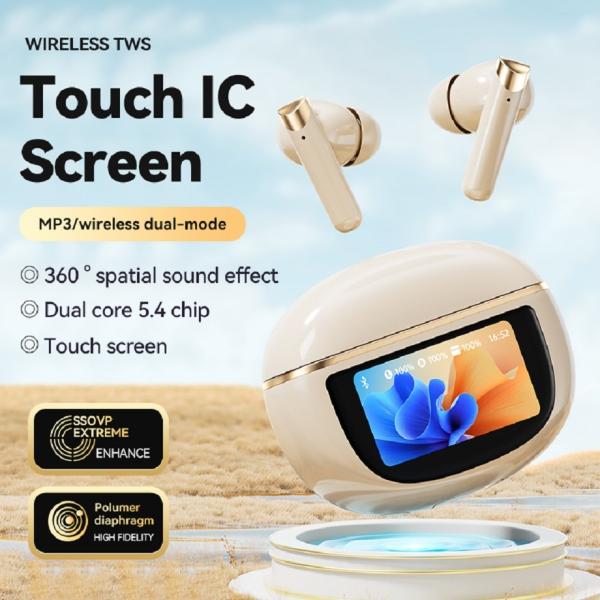 Wireless Earphones Bluetooth 5.4 Touch-Control ANC Earphone 500mAh Fast Charge TWS Black White Complexion