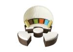 Patio Round Shaped Canopy Type Rattan Outdoor Sunbed