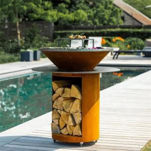 China Double Layered Plancha Barbeque Grill Charcoal Corten Steel BBQ Fire Pit wholesale