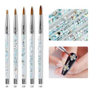 China Glitter Handle Nail Art Brush Size 5-7 Kolinsky Acrylic Liquid Nail Art Tools wholesale